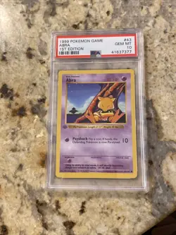Pokemon Psa 10 Abra 1st Edition Base Set Shadowless 1999 Gem Mint 43/102 - Image 1