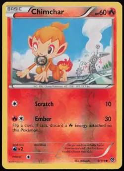Chimchar 18/114 MP Steam Siege Common Reverse Holo Pokemon - Image 1