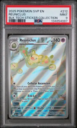 Pokemon PSA 9 Reuniclus 212/086 Black Bolt Tech Sticker Collection 2025 - Image 1