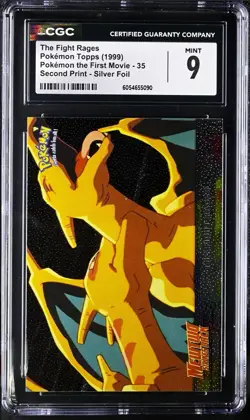 1999 CGC 9 The Fight Rages CHARIZARD Second Print Movie TOPPS 35 Pokemon Foil - Image 1