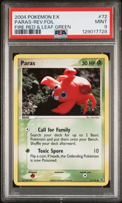 2004 POKEMON EX FIRE RED & LEAF GREEN #72 PARAS-REVERSE FOIL PSA 9 - Image 1