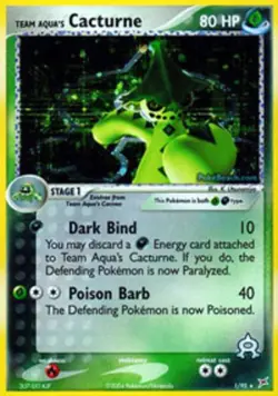 Damaged Team Aqua's Cacturne - 1/95 - Holo Rare Pokemon Team Magma vs Team Aqua - Image 1
