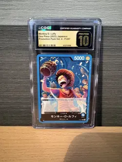 2023 ONE PIECE PROMOTION PACK VOL. 4 JPN #P-047 MONKEY D. LUFFY CGC 10 PERFECT - Image 1