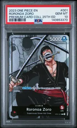 2023 Roronoa Zoro OP01-001 PREMIUM CARD COLLECTION 25TH EDITION EN PSA 10 - Image 1