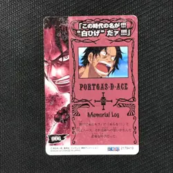 S0484 Portgas D. Ace 006 Japanese One Piece Memorial Log Card Bandai - Image 2