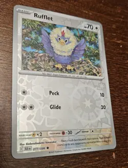 Rufflet Pokemon Card 077 086 Sv: Black Bolt Reverse Holo - Image 1