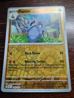Pupitar 106/197 SV03: Obsidian Flames Reverse Holo pokemon card - Image 1