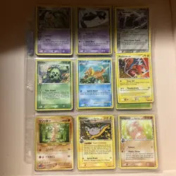 Pokemon TCG Binder Page With 9 Various Cards From The 2000’s One Japanese Card - Image 1