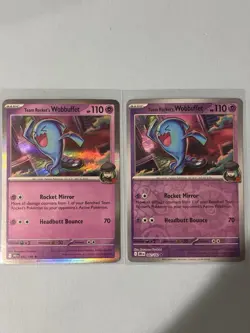 Pokemon TCG Team Rockets Wobbuffet Holo & Regular Rare 082/182 - Image 1