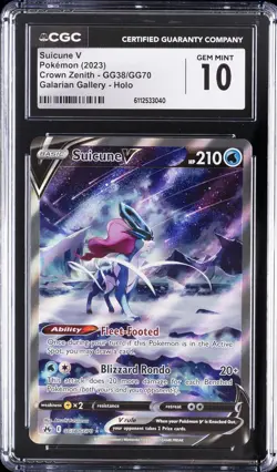 2023 POKEMON CROWN ZENITH GALARIAN GALLERY - HOLO SUICUNE V CGC 10 GEM MINT - Image 1