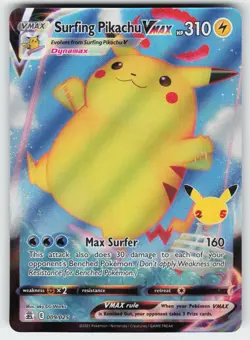 Surfing Pikachu VMAX 009/025 Holo VMAX Rare Celebrations Pokemon Near Mint - Image 1