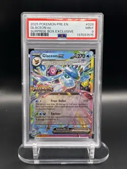 2025 POKEMON PRE EN-PRISMATIC EVOLUTIONS SURPRISE BOX EXCLUSIVE GLACEON EX PSA 9 - Image 1