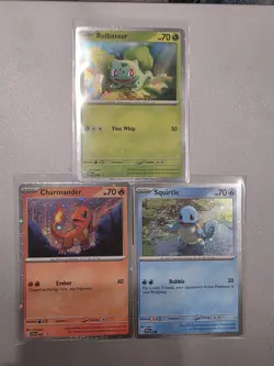 3 Card Set Bulbasaur Charmander Squirtle Pokemon 151 Poster Collection Box Promo - Image 1