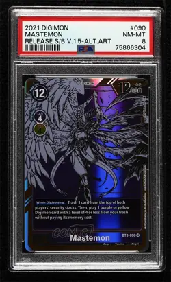 2021 Digimon Card Game - Release Special Ver 15 SR (Alt Art) Mastemon PSA 8 - Image 1