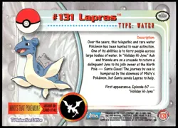 Pokemon 2000 Topps TV Animation Edition Series 3 #131 Lapras Blue Logo - Image 2