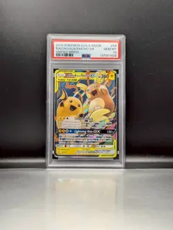 2019 POKEMON SUN & MOON UNIFIED MINDS #54 RAICHU & ALOLAN RAICHU GX PSA 10 - Image 1