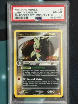 2004 POKEMON EX TEAM ROCKET RETURNS #20 DARK TYRANITAR-REVERSE FOIL PSA 8 STAMP - Image 1