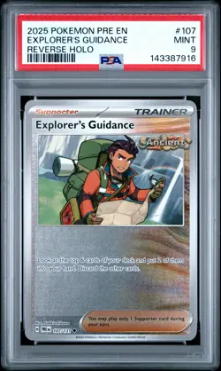 2025 POKEMON PRE EN-PRISMATIC EVOLUTIONS REVERSE HOLO EXPLORER'S GUIDANCE PSA 9 - Image 1