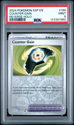 2024 POKEMON SSP EN-SURGING SPARKS REVERSE HOLO #169 COUNTER GAIN PSA 9 - Image 1