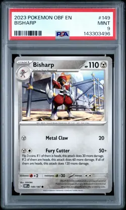 2023 POKEMON OBF EN-OBSIDIAN FLAMES #149 BISHARP PSA 9 - Image 1
