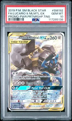 Pokemon Lucario & Melmetal GX SM192 Black Star Promo Partnership Tins PSA 10 - Image 1