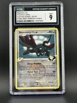 CGC 9 Skarmory FB 83/147 Supreme Victors Cross Hatch Holo Pokemon League 2009 - Image 1