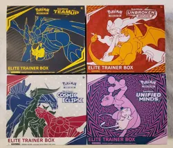 OPEN NO PACKS Pokemon Team Up, Unbroken Bonds, Unified Minds, Cosmic Eclipse ETB - Image 1