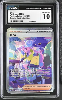 Pokemon CGC 10 Gem Mint Iono SV: Paldean Fates 237/091 Special Illustration Rar… - Image 1