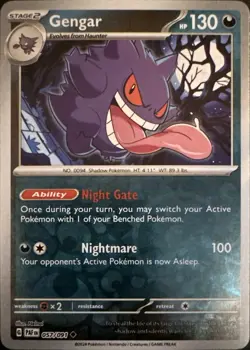 Gengar 057/091 Uncommon Paldean Fates Pokemon Reverse Holo Near Mint - Image 1
