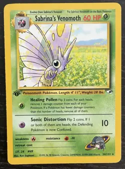 Pokemon TCG | Sabrina's Venomoth 34/132 | Gym Heroes 1st Edition | LP - Image 1