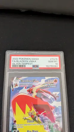 2022 POKEMON SWORD & SHIELD SILVER TEMPEST #TG15 FULL ART/BLAZIKEN VMAX PSA 10 - Image 2
