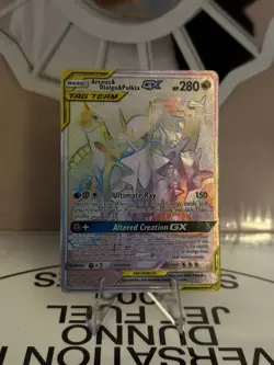 Pokemon TCG Cosmic Eclipse Arceus & Dialga & Palkia GX Rainbow Rare Card 258/236 - Image 1