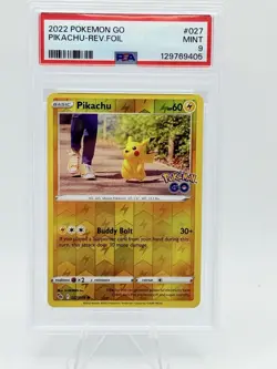 2022 Pokemon Go #027 Pikachu Rev Holo PSA 9 Graded Mint - Image 1
