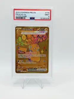2025 POKEMON PRE EN-PRISMATIC EVOLUTIONS #179 PIKACHU EX HYPER RARE PSA 9 - Image 1