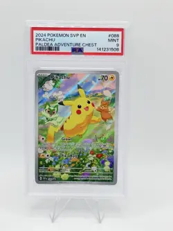 Pikachu 2024 Pokemon Scarlet & Violet Promo PSA 9 MINT Paldea Adventure Chest - Image 1
