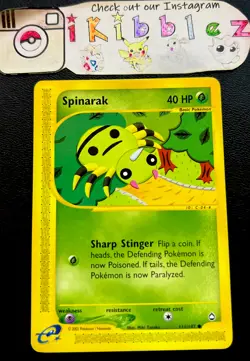 Spinarak 111/147 LP Vintage AQUAPOLIS Pokemon Card. Free Tracked Shipping! - Image 1