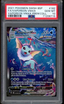 2021 Pokemon Vaporeon Vmax Premium Collection SWSH BSP #182 PSA 10 GEM MINT - Image 1