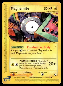 Magnemite 91/147 Aquapolis Common Pokemon - Image 1