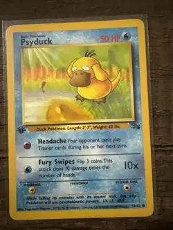 Pokemon TCG Psyduck Card 53/62 Common Fossil 1st Edition Non-Holo LP-NM - Image 1