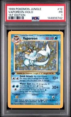 1999 POKEMON JUNGLE 1ST EDITION #12 VAPOREON-HOLO PSA 1 - Image 1