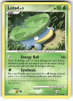 Lotad Platinum Common Pokemon Lightly played - Image 1