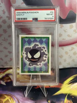 PSA 8 Gastly Pokemon Series 1, Merlin Topps Sticker #92 1999 - Image 1