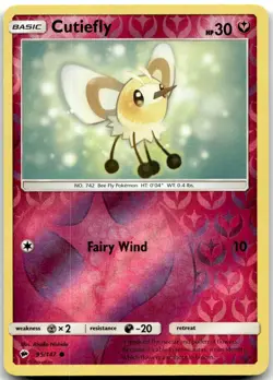 Pokemon Cutiefly Burning Shadows SM03 #95/147 Common Reverse Holo LP SET FILL! - Image 1