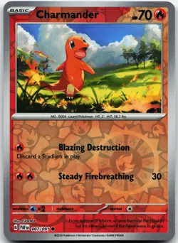 CHARMANDER 007/091 COMMON PALDEAN FATES POKEMON REVERSE HOLO NM - Image 1