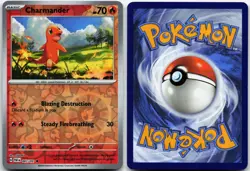 CHARMANDER 007/091 COMMON PALDEAN FATES POKEMON REVERSE HOLO NM - Image 3