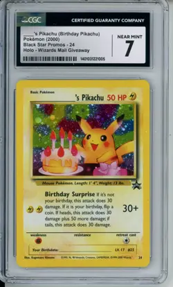 CGC 7 - Birthday Pikachu Pokemon 2000 Black Star Promo - Image 1