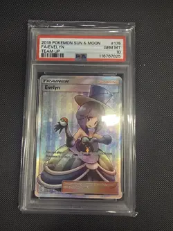 Pokemon Evelyn Full Art Ultra Rare Holo Sun & Moon Team Up 175/181 PSA 10 - Image 1