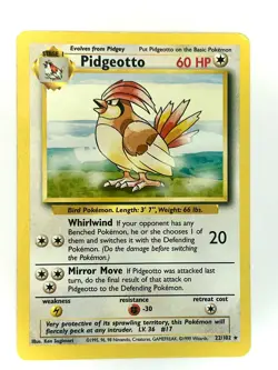 Pidgeotto 22/102 Rare Base Set Unlimited Pokemon Lightly Played - Image 1