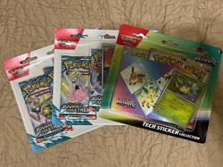 Pokemon TCG Sealed Lot – Leafeon Tech Sticker + Journey Together Blisters x2 - Image 1