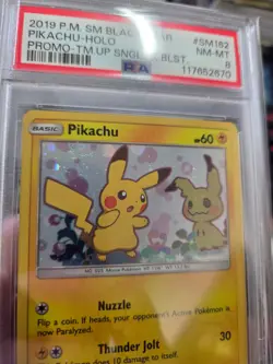 POKEMON TEAM UP BLACK STAR PROMO PIKACHU #SM162 HOLO PSA 8 NM #117652670 (SWIRL) - Image 3